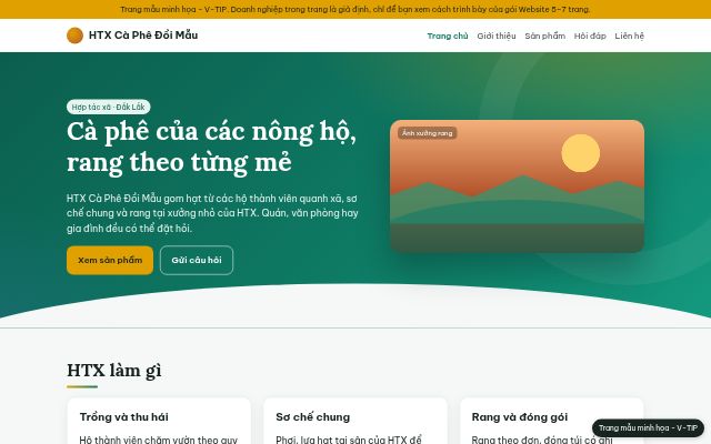 Trang mẫu minh họa: trang chủ của một website doanh nghiệp nhỏ