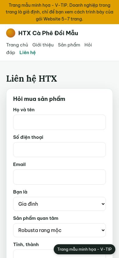 Trang liên hệ trên điện thoại